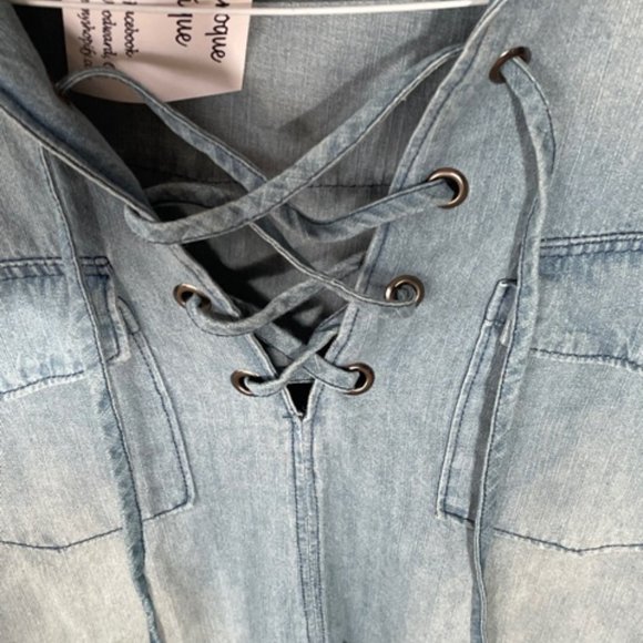 Denim lace up top - Medium - Picture 2 of 7